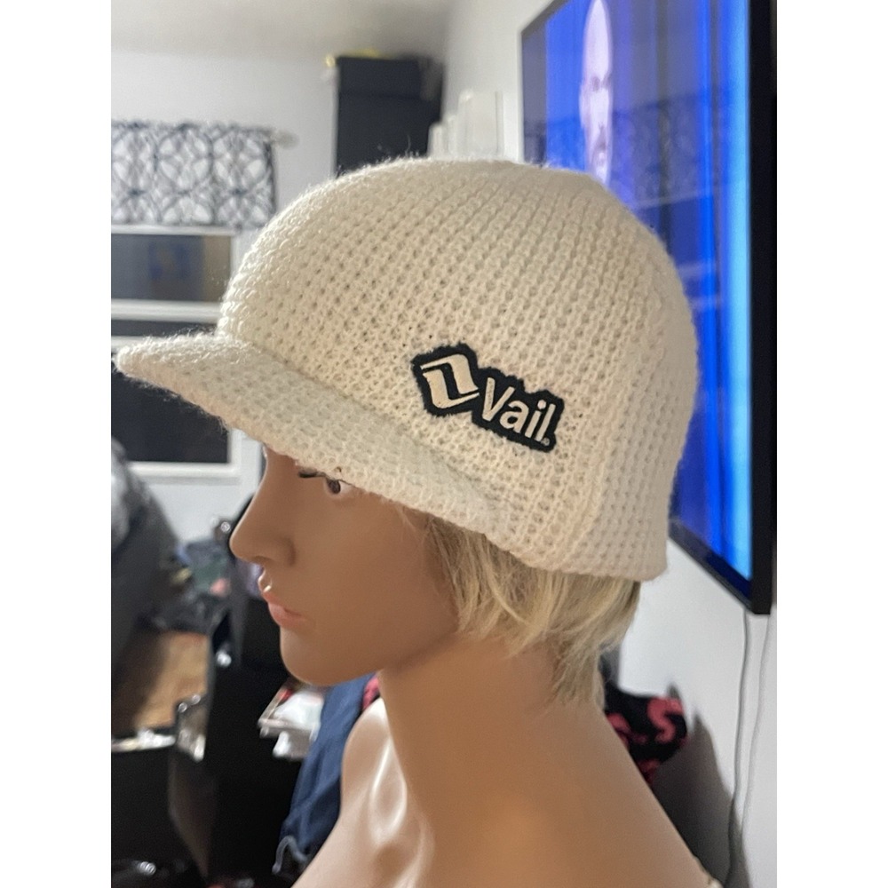 Magic Headwear White Beanie Hat with Vail Embroidered‎ Logo Unisex